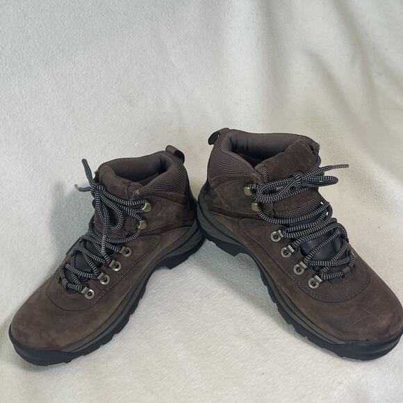 Timberland Flume Mid LC Women’s 8m Brown Hiking Ankle Leather Boots- EUC! - Picture 1 of 7